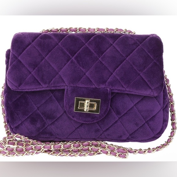 NEW Quilted Velvet Crossbody Purse - Picture 1 of 4